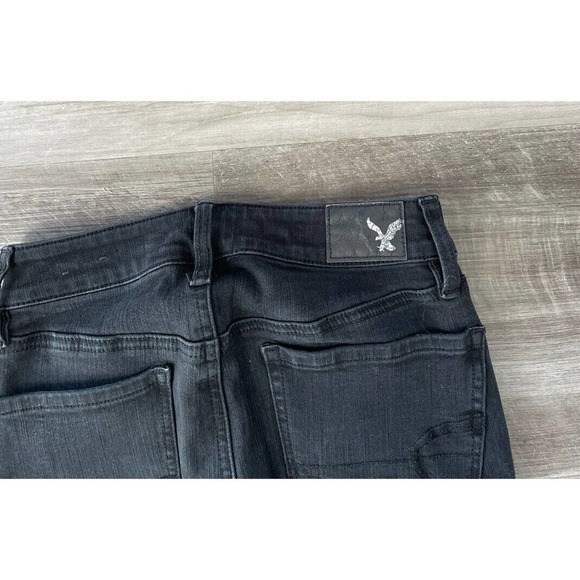 American Eagle Black High Rise Jeggings Jeans Size 00 Distressed Stretch M11 - Picture 5 of 7